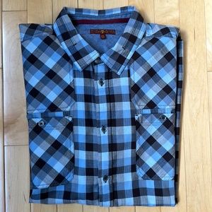 7 For All Mankind Buttondown Blues & Browns Front Pockets w/ Buttons XXL